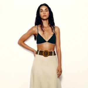 Zara limited edition Greek fret embroidered triangle bikini top